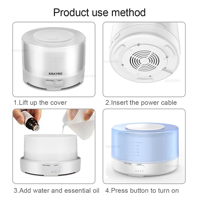  500ml Ultrasonic Air Aroma Humidifier Electric Aromatherapy Essential Oil Aroma Diffuser with Bluet