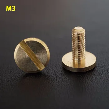 

50PCS D10*M3*4/5/8/10MM Leathcrafts Pure solid Brass flat Slotted head RivetButton Screw nail Chicago Screw Leather Belts Screws