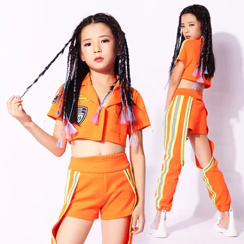 

new Fashion Children Jazz Dance Clothing Girls Street Dance Hip Hop Dance Costumes Kids Performance Party Clothes Sets 110-160cm