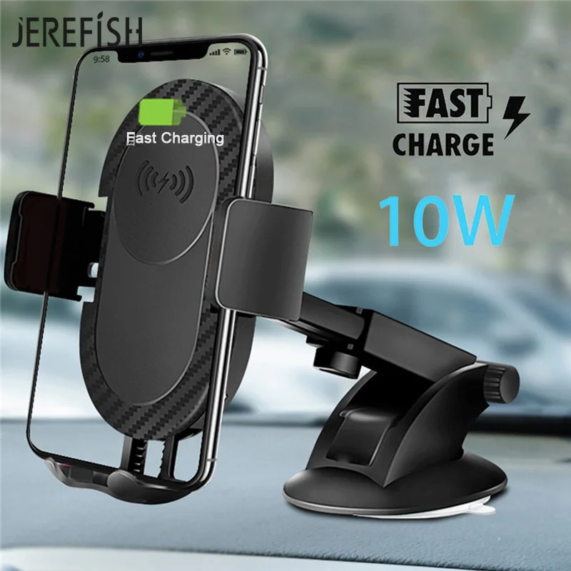 10W 2 in1 Qi Wireless Car Charger for iPhone X XS XR Samsung S9 Quick Wireless Charging Charger Car Mount Mobile Phone Holder