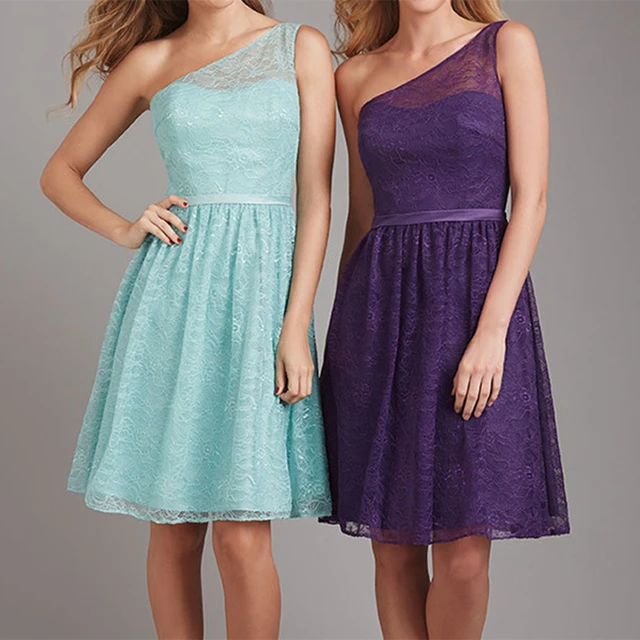 Special Price 2019 New Short Bridesmaid Dresses One Shoulder A Line Knee Length Mint Blue Lace Wedding Party Gowns Cheap Maid Of Honor Dress Special Price 2019 New Short Bridesmaid Dresses One Shoulder A Line Knee Length Mint Blue Lace Wedding Party Gowns Cheap Maid Of Honor Dress