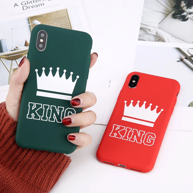 

King Queen Crown Phone Case For iPhone XR XS Max X 8 7 6 6S Plus Case Fashion Stylish Colourful Soft TPU For iPhone X Back Cover