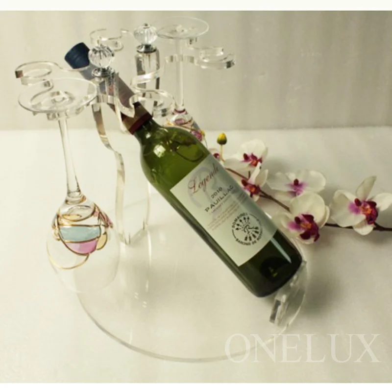 Crystal single wine bottle holder ,Acrylic Lucite wine glasses rack