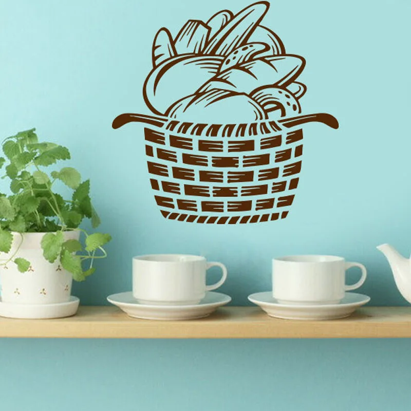 DCTOP Breads In The Basket Wall Decals Vinyl Removable Home Decor Stickers Kitchen Tile Decorative Sticker | Дом и сад