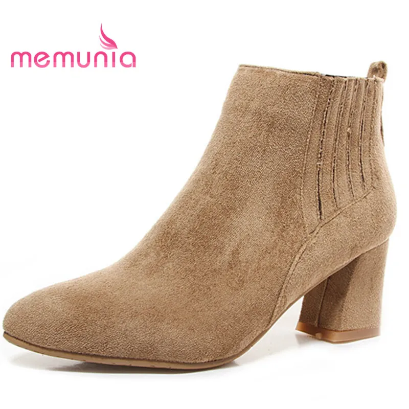 

MEMUNIA new ankle boots 2020 simple round toe fashion boots sexy high heels winter boots basic large size 34-44