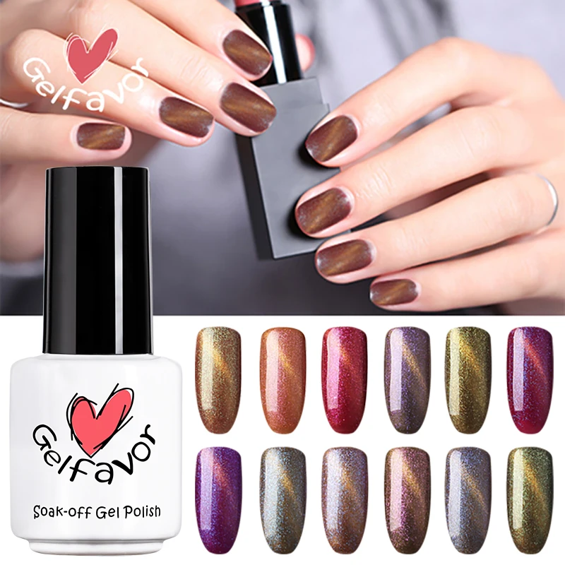 

Gelfavor 3D Cat Eyes + Chameleon Series Gel Nail Polish 7ml Colorful Phantom Nail Gel Soak off Nail Gel Polish