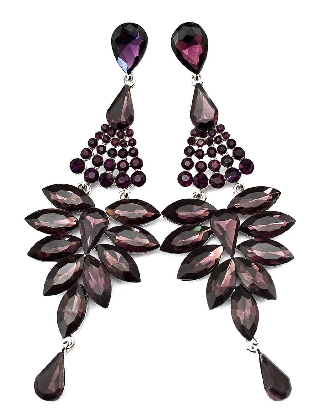 4 colors vintage silver earrings blue crystal rhinestones flower drop earrings for women long drop earings fashion jewelry