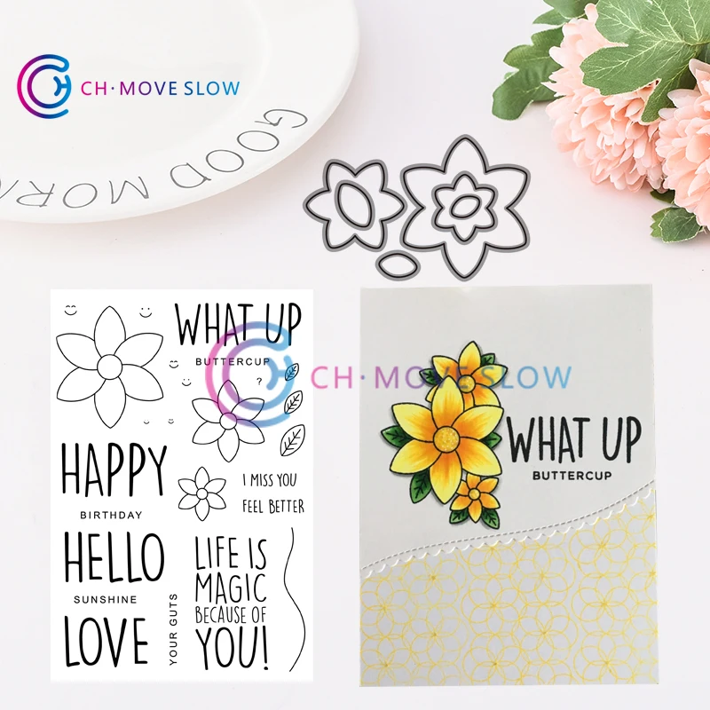 

CH buttercup Metal Cutting Dies and stamps DIY Scrapbooking Card Stencil Paper Cards Handmade Album Stamp Die Sheets