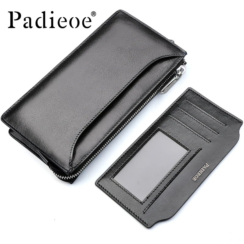 

Padieoe 2017 New Arrival Genuine Leather Men's Wallet Luxury Brand Clutch Men's Cow Leather Casual Business Card Holder Bag Male