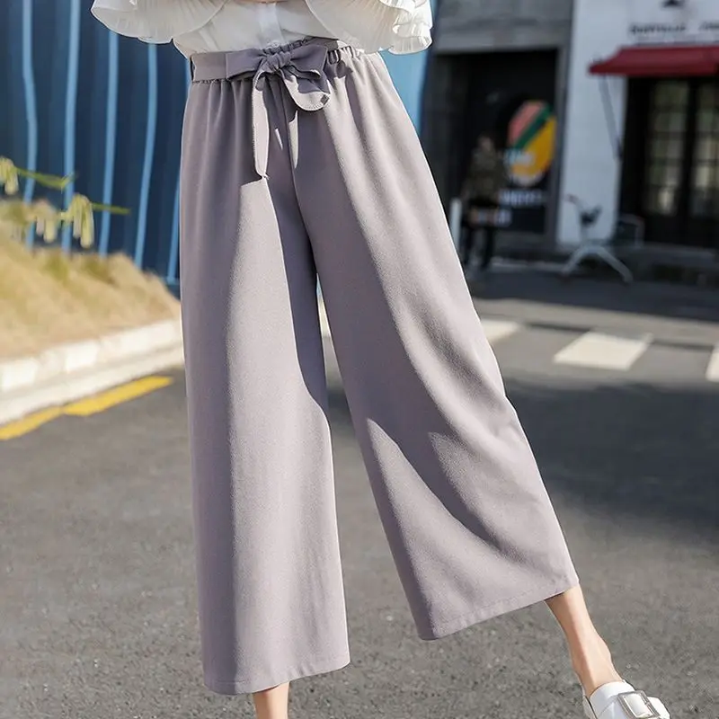 

2019 Pant Women's Chiffon Wide Leg Nine Pants Loose Straight trousers for Women