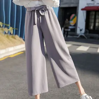 

2019 Pant Women's Chiffon Wide Leg Nine Pants Loose Straight trousers for Women