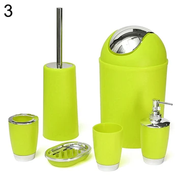

6 Pcs Bathroom Accessory Bin Soap Dish Dispenser Tumbler Toothbrush Holder Set