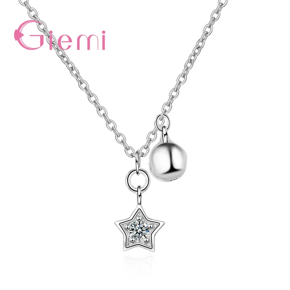 

GIEMI Korean Style Design 925 Sterling Silver Bell&Star Pendant Necklace High Quality Big Promotion Factory Price Hot Sale