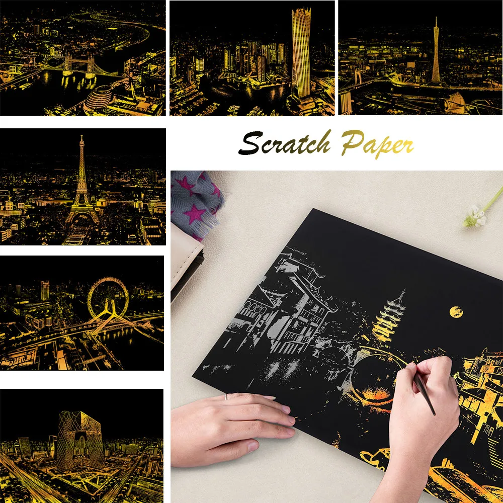 

Suit almost place - use for multiple purposes 16.1x11.3in Magic Scratch Art Painting Paper With Drawing Stick Kids Toy