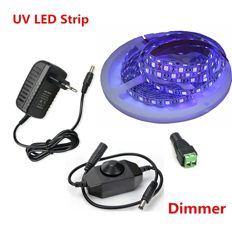 УФ светодиодная ленсветильник 5050 SMD 60Led s/m 395 405nm Диодная лента с ультрафиолетовым