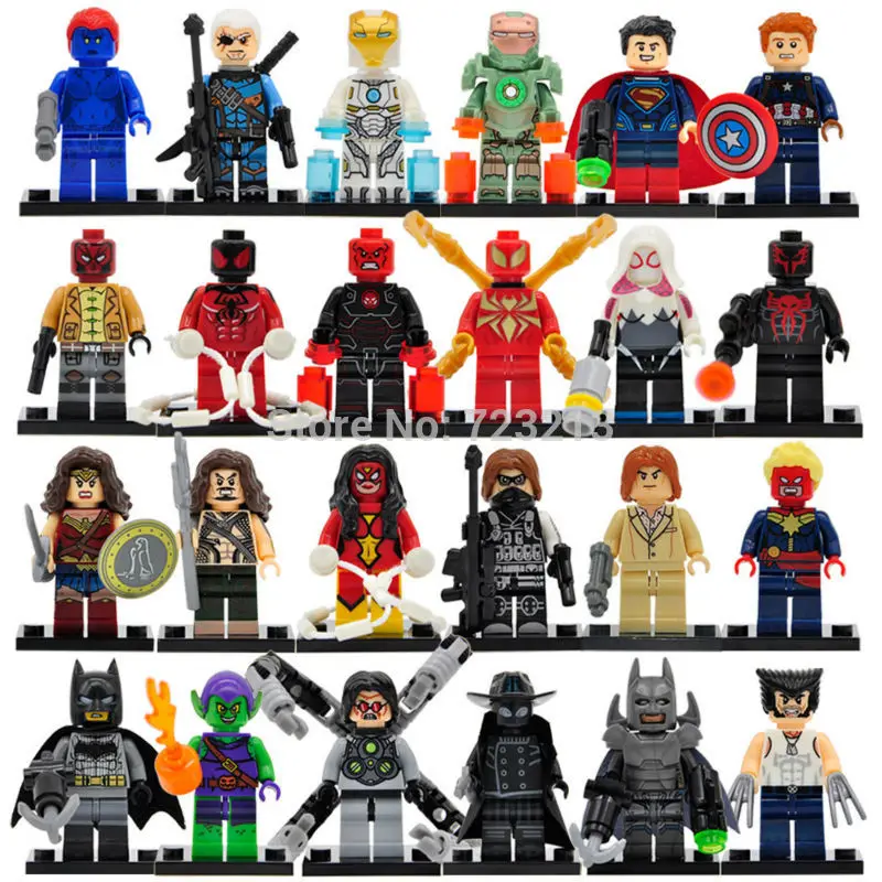 

Single Sale Super Hero Legoingly Spider Man Shazam Figure Aquaman Deathstroke Iron Man MK37 Mystique Building Blocks Models Toys
