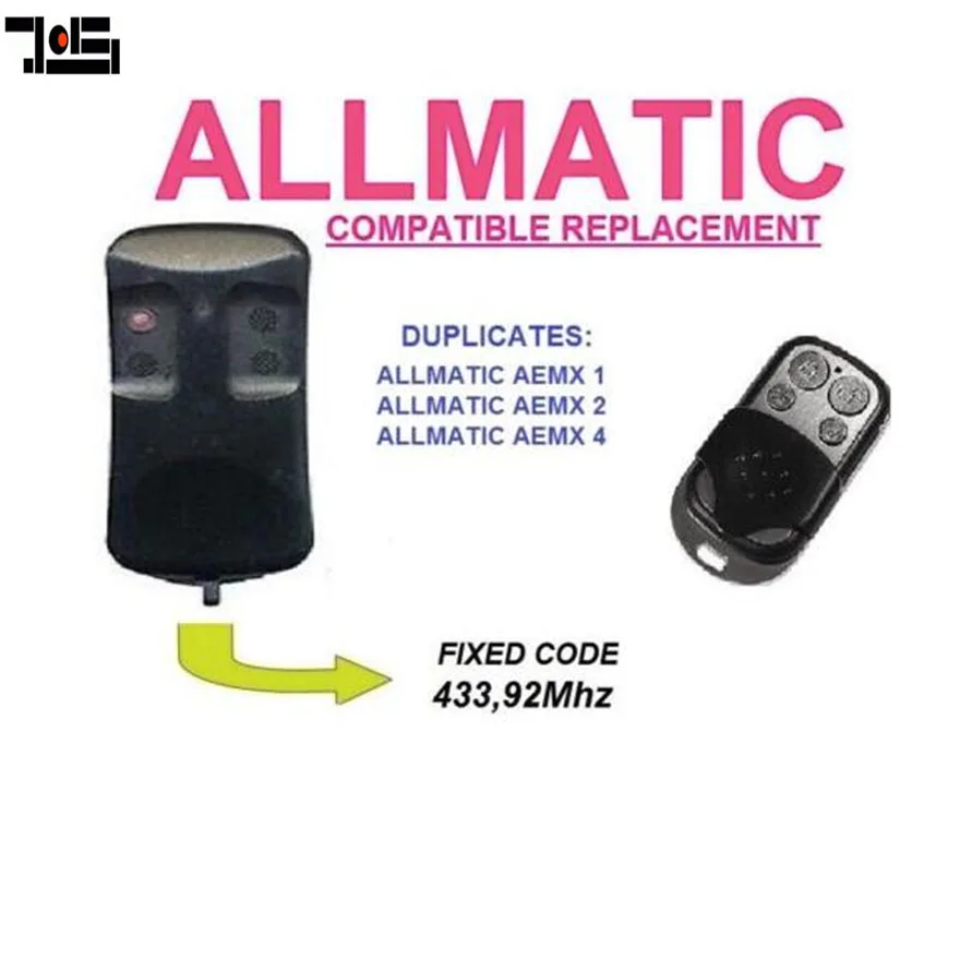 

For Allmatic AEM X1, AEM X2, AEM X4 remote control duplicator Fixed code 433.92 MHz