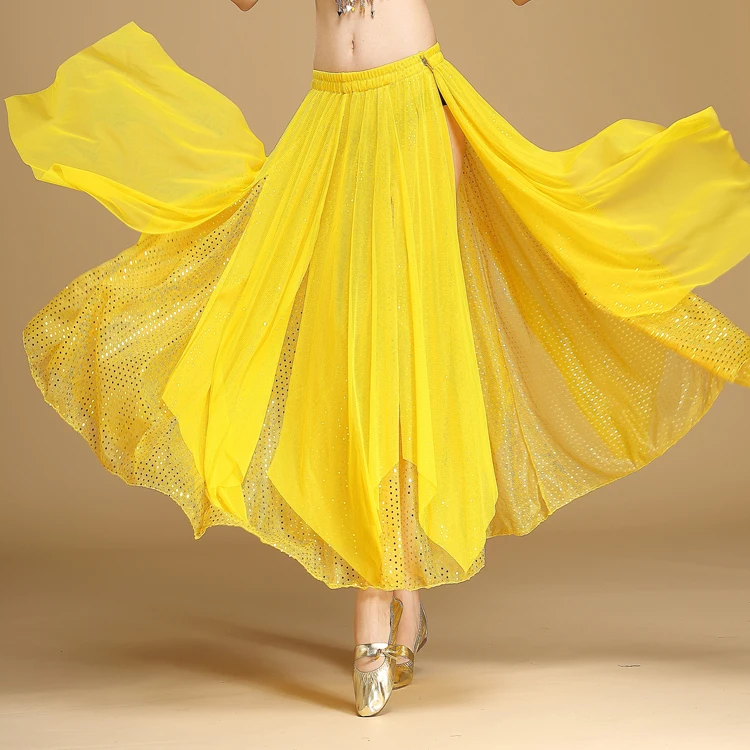 

Summer 2 Layers Bohemia Chiffon Skirt Women Split Boho Long Maxi High Elastic Waist Tulle Sexy Beach Blue Yellow Pleated Skirts