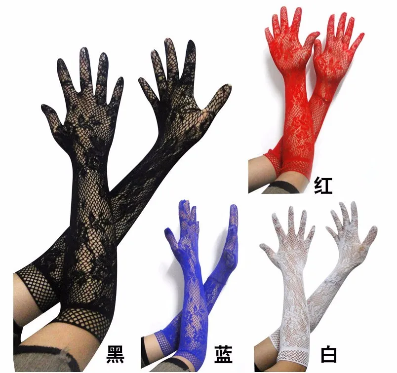 5 цветов, сексуальные прозрачные кружевные эластичные перчатки, перчатки с длинным рукавом для невесты, сетчатые перчатки для литургии, сексуальные кружевные перчатки