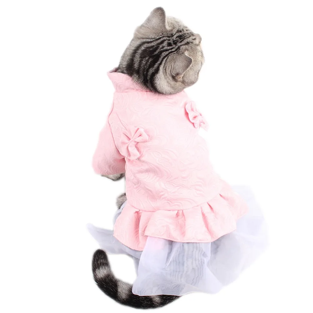 Valadaren Acheter Mignon Rose Chats Robes Jacquard Armure Bowknots Bulle Pour Animaux Vetements Ropa Gato S Xxl Pas Cher Prix