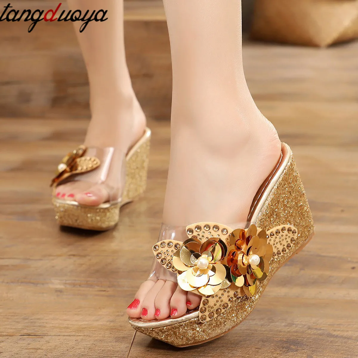 ladies platform slippers