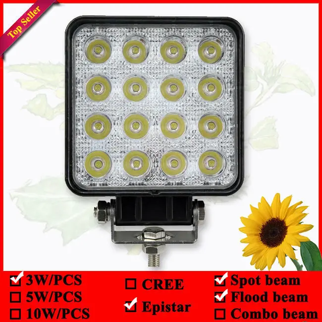 

4inch 48W 12V 24V Flood Lamp Led Work Light Boat Tractor Truck Offroad SUV UTE 4WD driving lamps