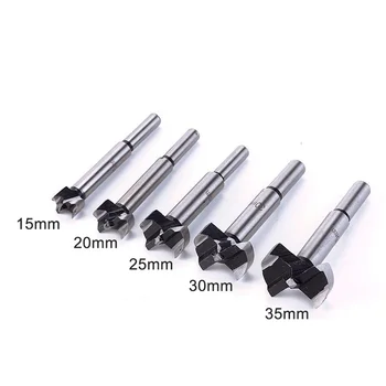 

High 5 Pcs Auger Drill Forstner Bit Set Hinge Boring Woodworking Hole Saw Cutter Round Shank Wood Tools LG66