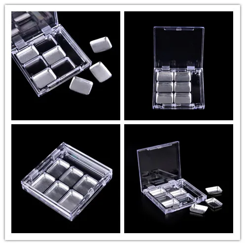 6 Square Empty Grid makeup containers Eyeshadow Lipstick Powder Box Case Cosmetic Packing+Palette 1 pcs new