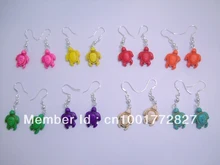 8PC multicolour turquoise carve tortoise silver plated dangle hook earring gift