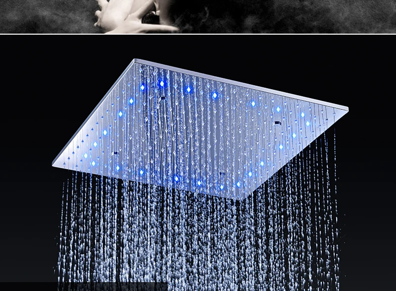 hm LED Ceiling Shower Set 20 Inch constant temperature Change Mist Rain Bathroom Shower Head Multiple Functions Shower Diverter (6)