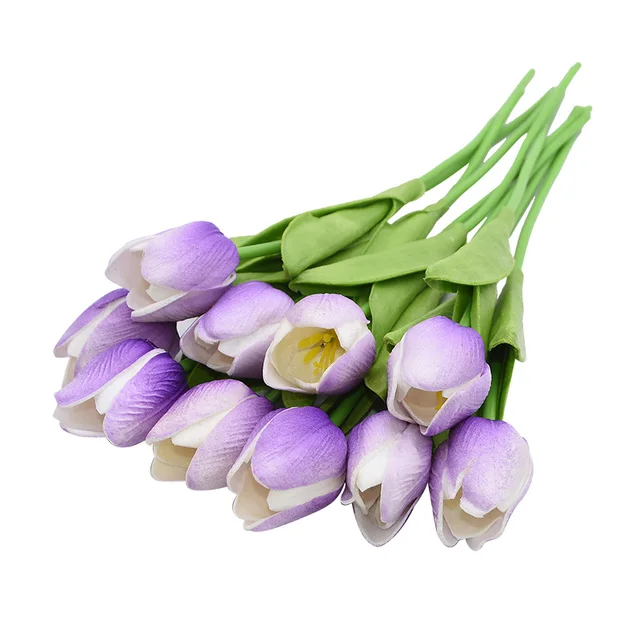 10PCS Tulip Artificial Flower Real Touch Artificial Bouquet Fake Flower for Wedding Decoration Flowers Home Garen Decor K
