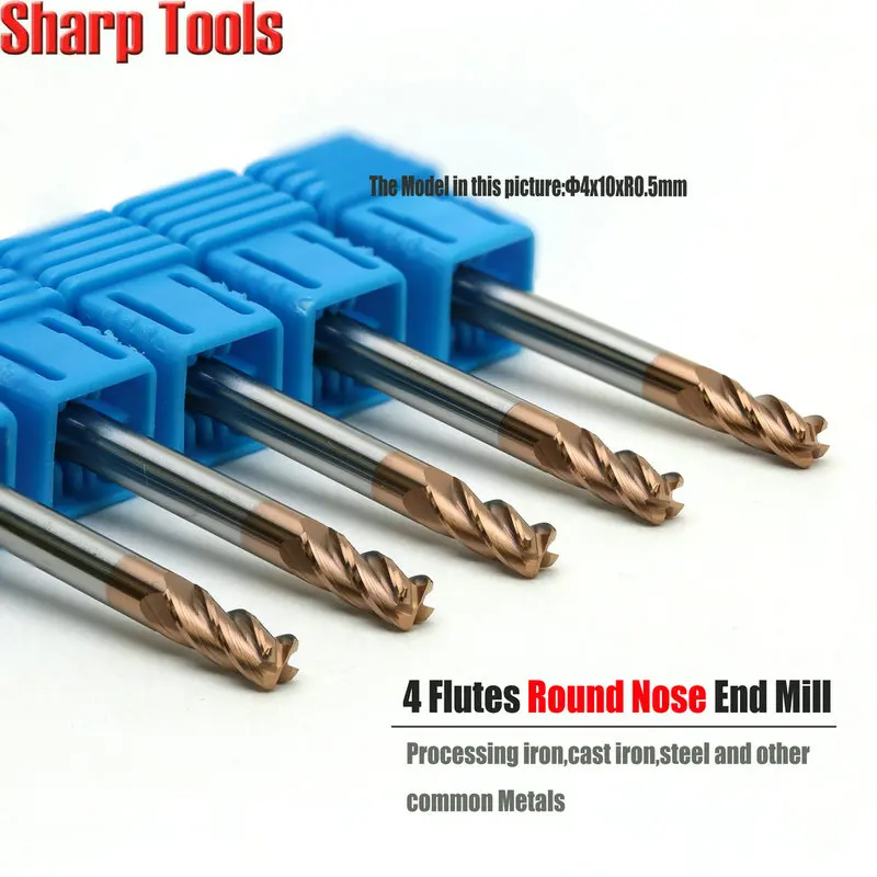 Corner Rounding Cutter End Mill Solid Carbide AlTiN Coated 1.5 2 2.5 3 4 5 6 MM