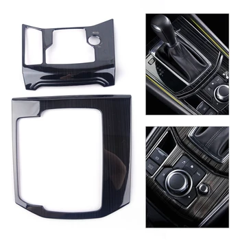 

beler Black Titanium Stainless steel Interior Gear Shift Position Panel Frame Cover Trim 2pcs Kit Fit for Mazda CX-5 CX5 2017