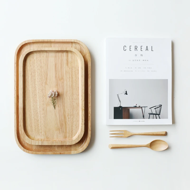 

Wood Rectangular Tray Fruit Bread Breakfast Snack Dessert Cake Tea Serving Storage Tray Kitchen Organizer Tool Home Decortion