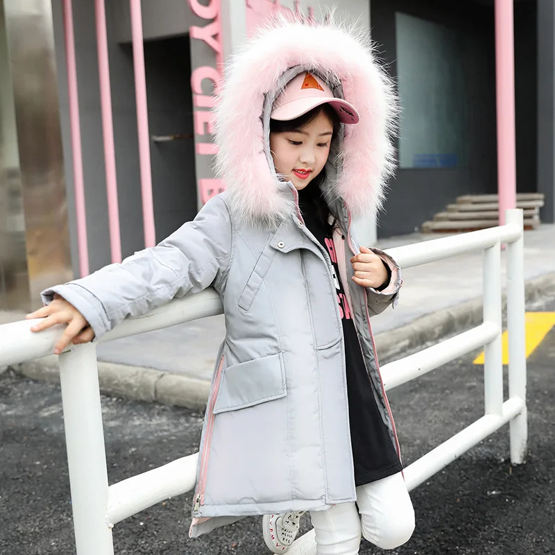 

2018 Long Down Jacket For Girls Thicken Children Girl Winter Coat Manteau Enfant Fille Hiver Kurtka Zimowa dziewczynka