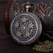 Большие карманные часы с золотым цветком, карманные часы на цепочке, карманные часы с пятью розами