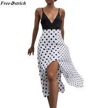 Женские вечерние летние Коктейльные юбки в ретро стиле с принтом в крупный горошек, Женская Повседневная Длинная юбка с высокой талией для вечеринки, faldas mujer moda