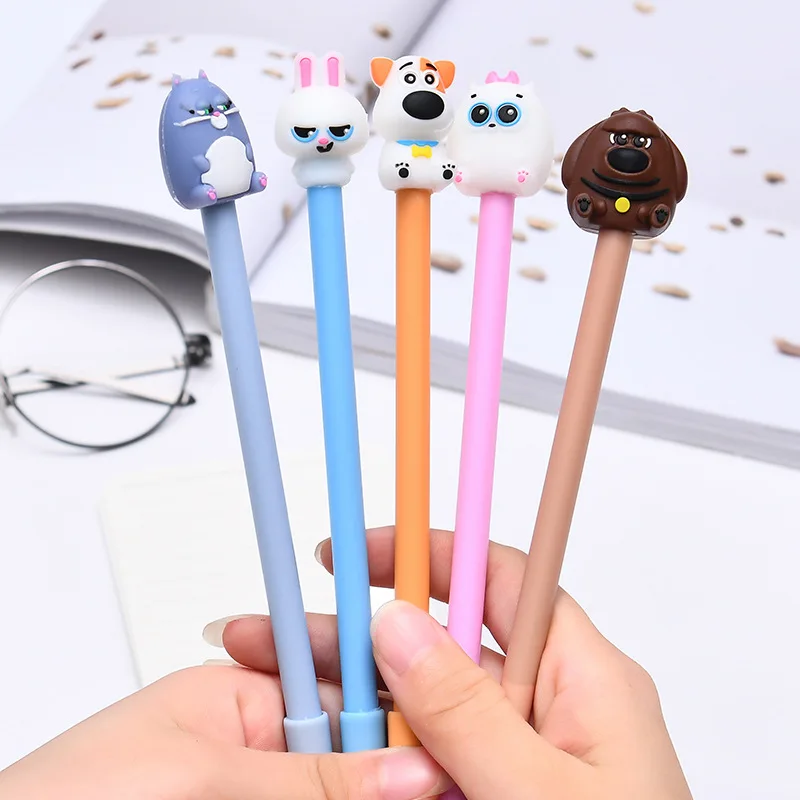 

2 pcs/lot Pets Gel Pen Cartoon Animal Dog 0.5mm black ink Signature Pen School Office Supply Promotional Gift