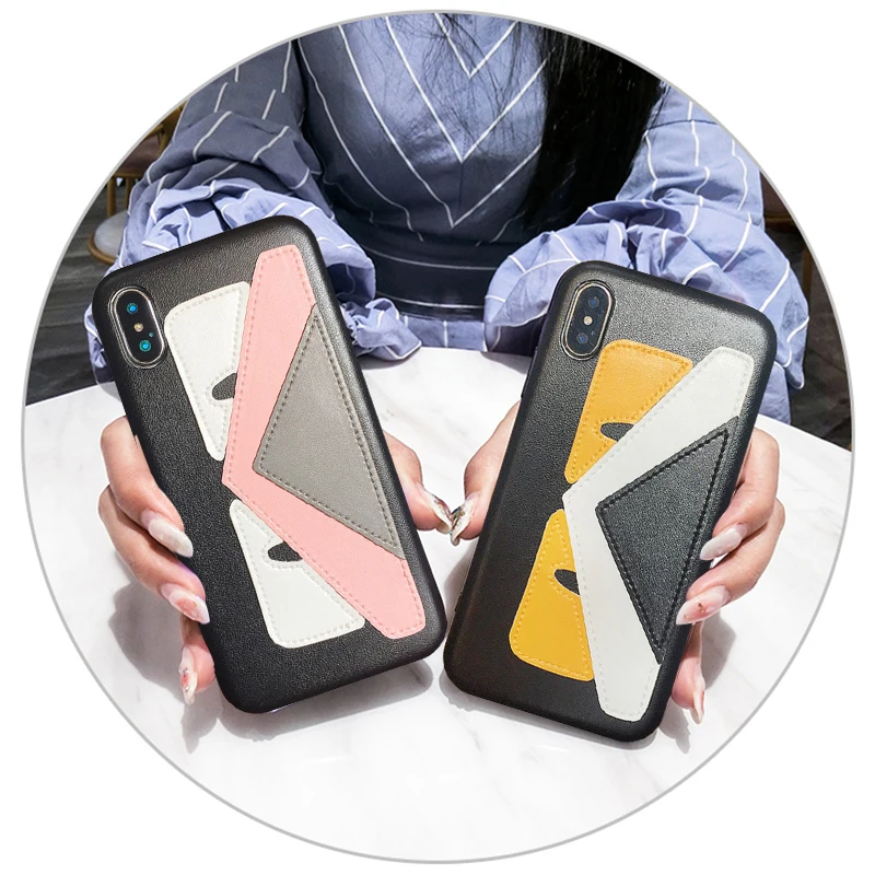 

Luxury Italy brand biy small eyes soft leather phone case for iphone 6 6s S 6Plus X 8 8plus 7 7plus XS XR MAX pink phone coque