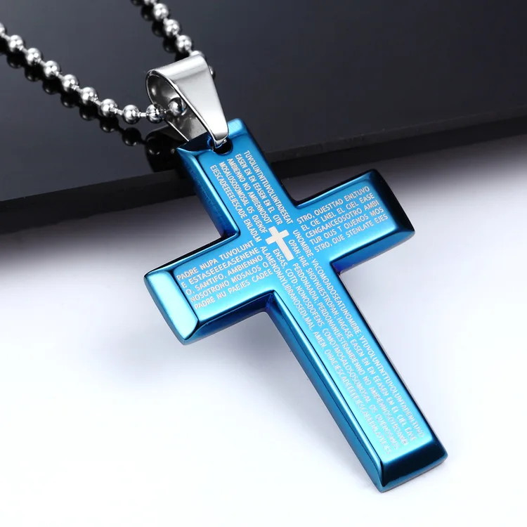 cross necklace blue