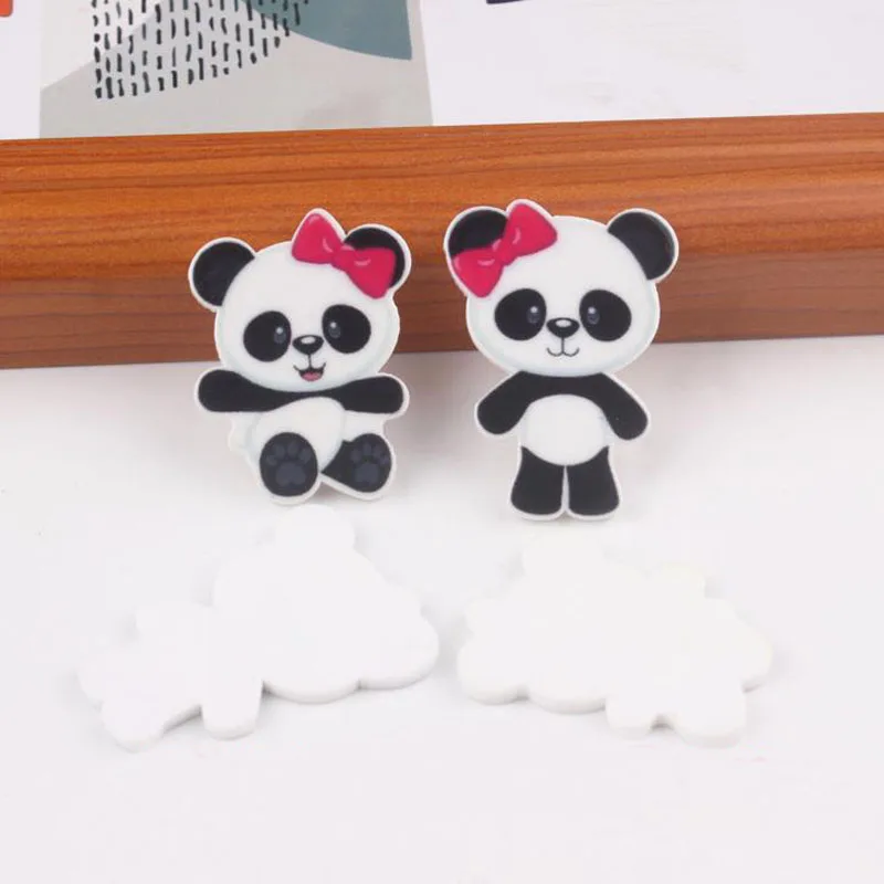 10 шт. Kawaii DIY Кабошоны аксессуары из смолы плоский полимер панда вечерние ринка