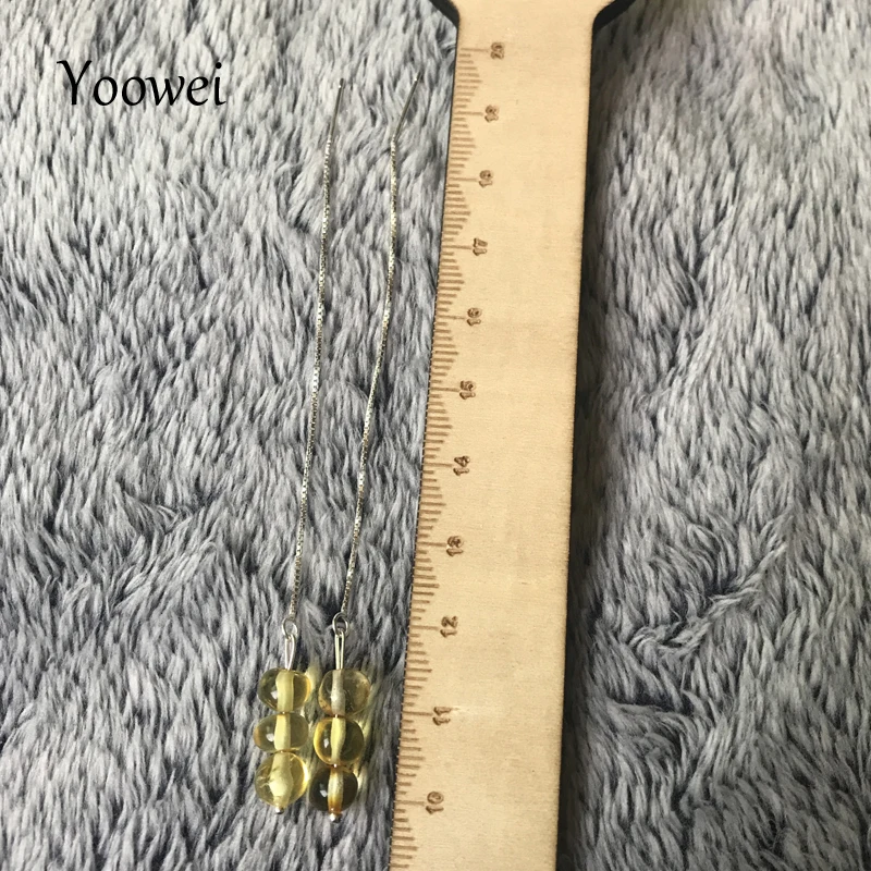 Yowei 3 дополнительные оригинальные янтарные серьги для женщин, Балтики, янтарная бусина, 10 см, длинные кисточки, сделай сам, ювелирное изделие, подарок, S925 Серебряные серьги-капли