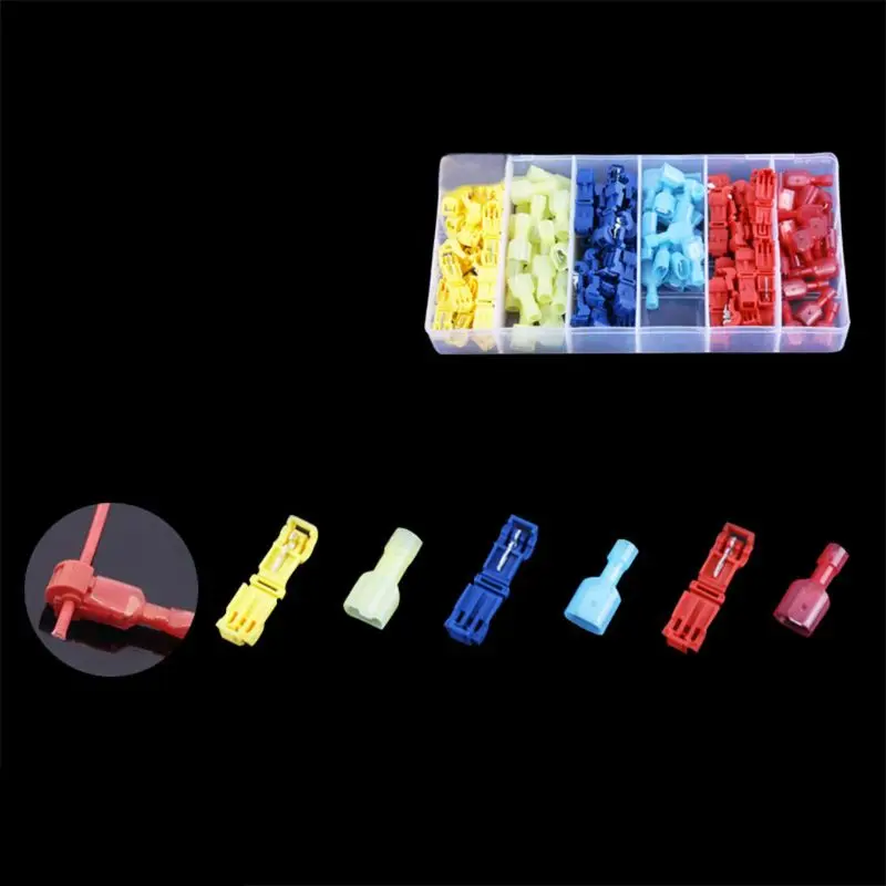 

120 Pcs Terminal Boxed Set 6 Types Electric Wire Connectoe Assorted Insulated Clamp Cold-Press T-Tap Wire Spade Kit