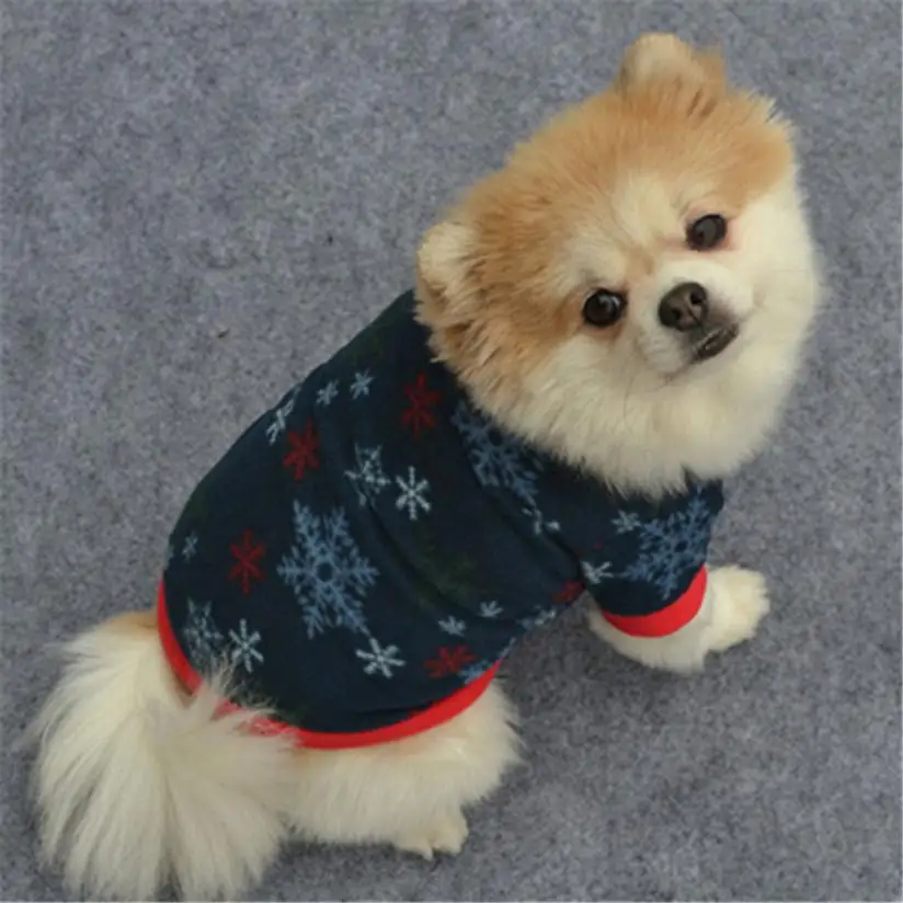 Одежда для питомцев, собак, щенков, рождественских снежных принтов, теплый пуловер, кружевная ткань, пальто - Цвет: A