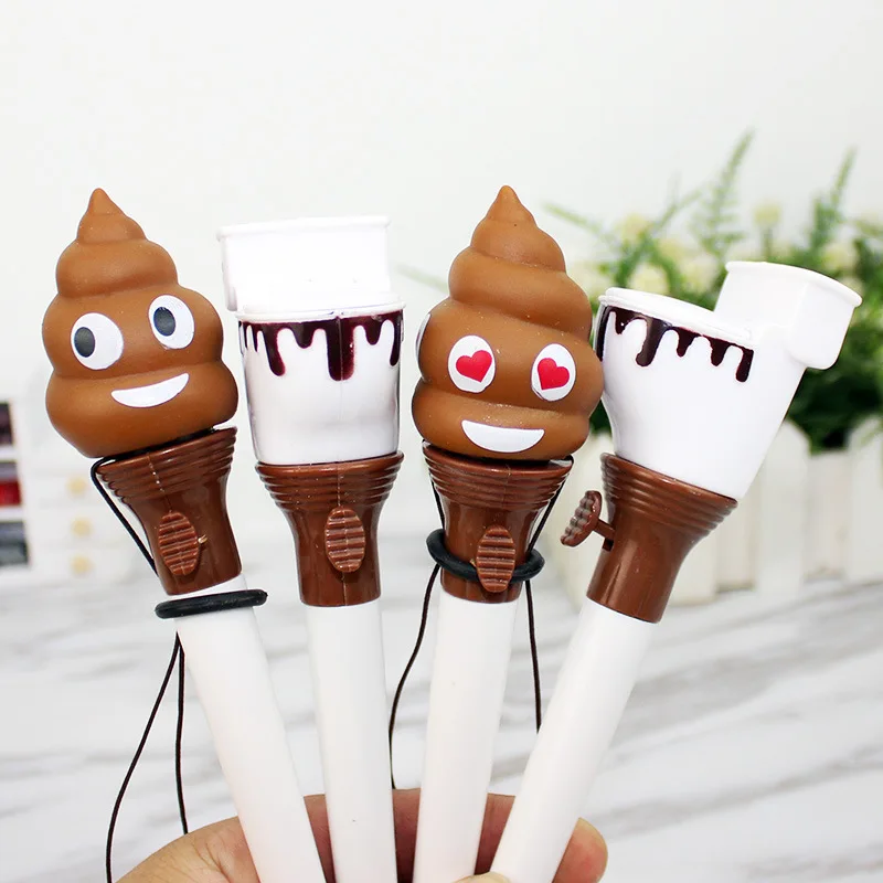 

1Pcs Cute Ball Pen Stationery Creative Funny Cartoon Pushable Toilet Poop Shit Stool Ballpoint Pen 0.7mm Black Ink