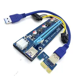 Mosunx Bitcoin горной машины USB3.0 PCI-E Экспресс 1x к 16x Extender адаптер Riser Card SATA 6Pin кабель 60 см дропшиппинг