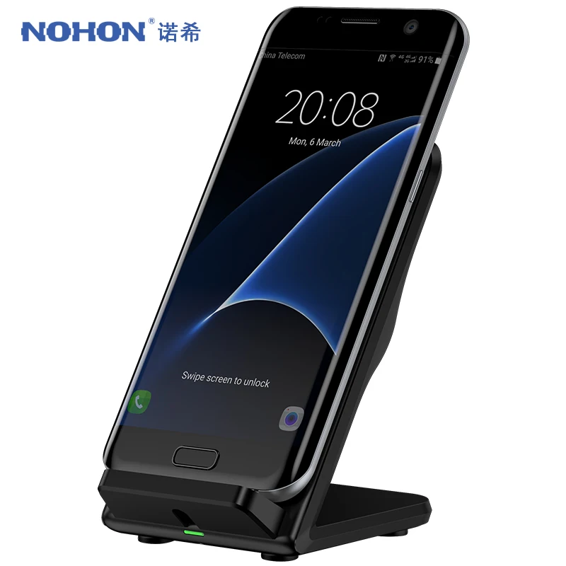 

NOHON Qi Wireless Charger Pad For Samsung S8 S7 S6 Note 5 LG Nokia HTC Sony Universal 10W QC Fast Charging Kickstand Charger