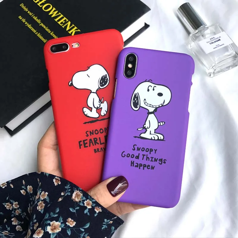 Милая мультяшная собачка фиолетовый красный чехол для iPhone X XR XS Max 6 S 7 8 Plus половина
