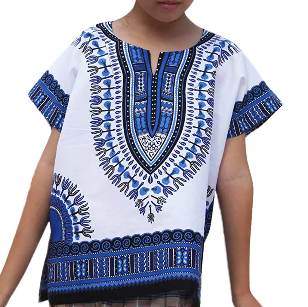Г. Летние детские рубашки для малышей Детская Яркая футболка унисекс в африканском стиле для мальчиков и девочек, Дашики футболки для детей