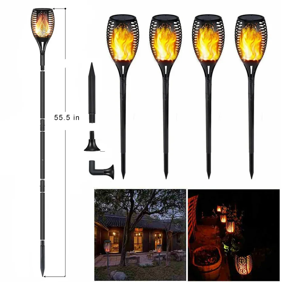 

Atotalof Solar Powered LED Flame Lamp Waterproof Lawn Flame Flickering Torch Light Outdoor Solar LED Lights Garden Decoration